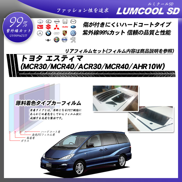 トヨタ エスティマ (MCR30/MCR40/ACR30/MCR40 AHR10W) ルミクールSD カット済みカーフィルム リアセット