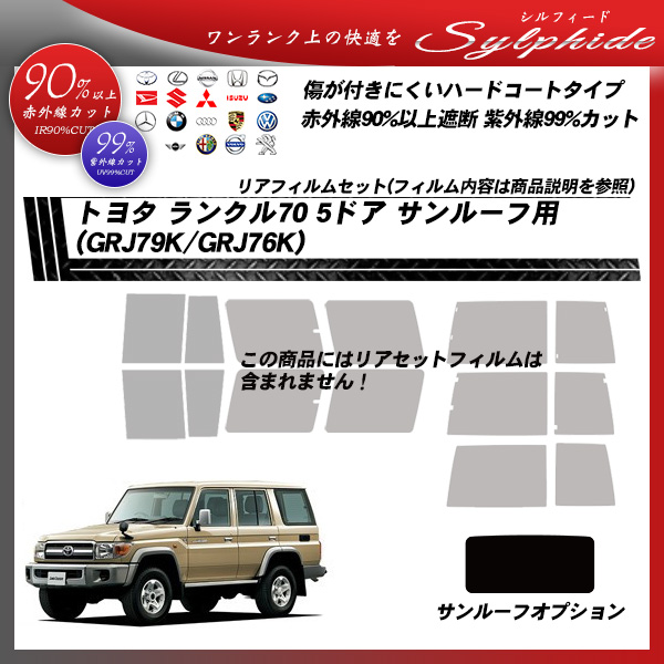トヨタ ランクル70 5ドア (GRJ79K/GRJ76K ) シルフィード サンルーフ用 カット済みカーフィルムの詳細を見る