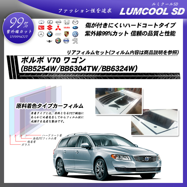 ボルボ V70 ワゴン (BB5254W/BB6304TW/BB6324W) ルミクールSD カット済みカーフィルム リアセットの詳細を見る